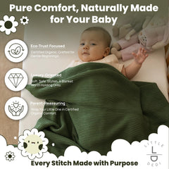 Little Dedi blanket draped over crib for serene nursery ambiance