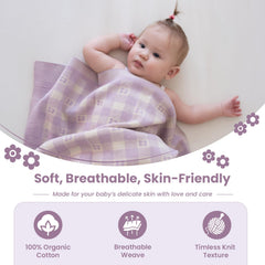 Little Dedi lavender blanket closeup highlights soft, breathable texture for gentle skin contact.
