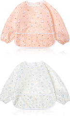 Little Dimsum mess-proof baby bib with mouse pattern; keeps clothing clean during meals.