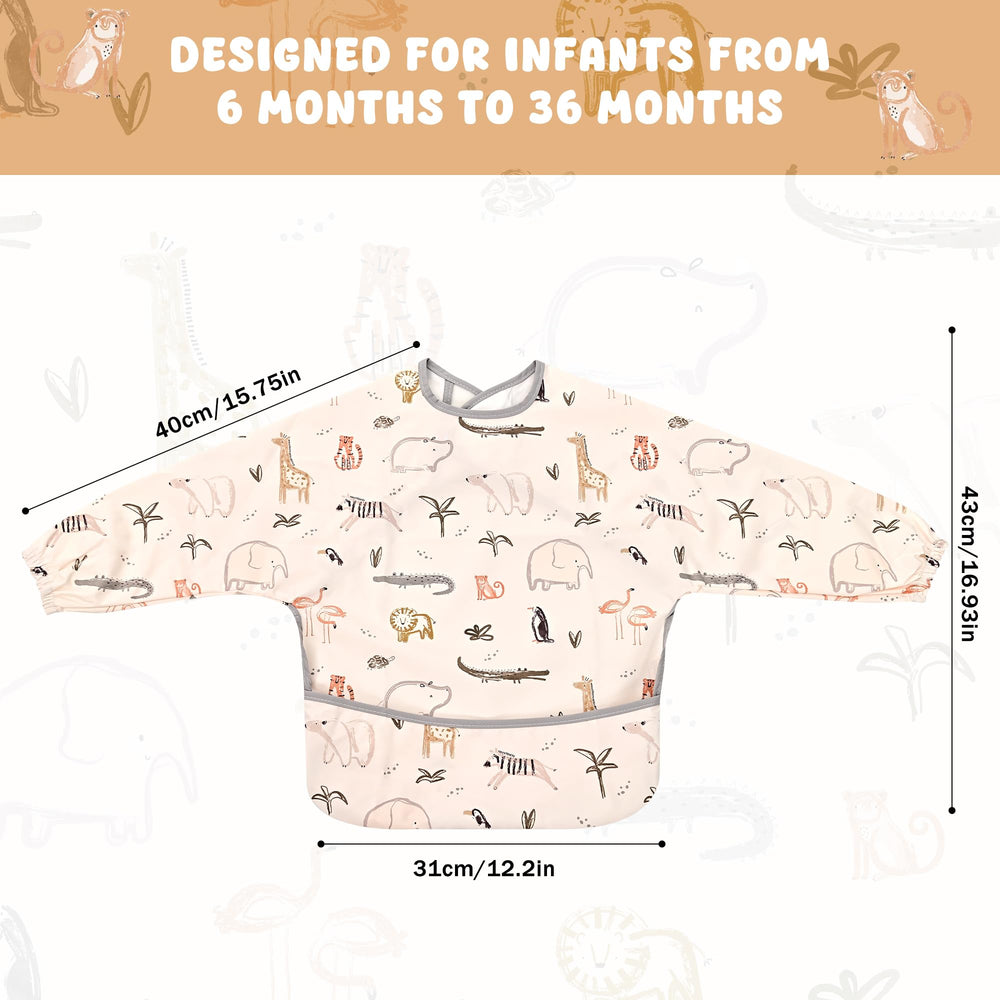 Little Dimsum Mess-Proof Bibs elastic cuffs seal sleeves from splashes