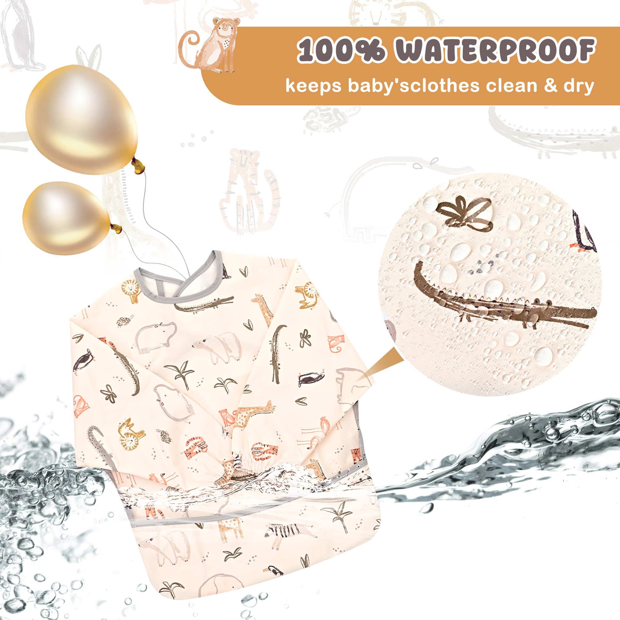 Little Dimsum Mess-Proof Bibs flip-cover pocket design collects crumbs for easy disposal