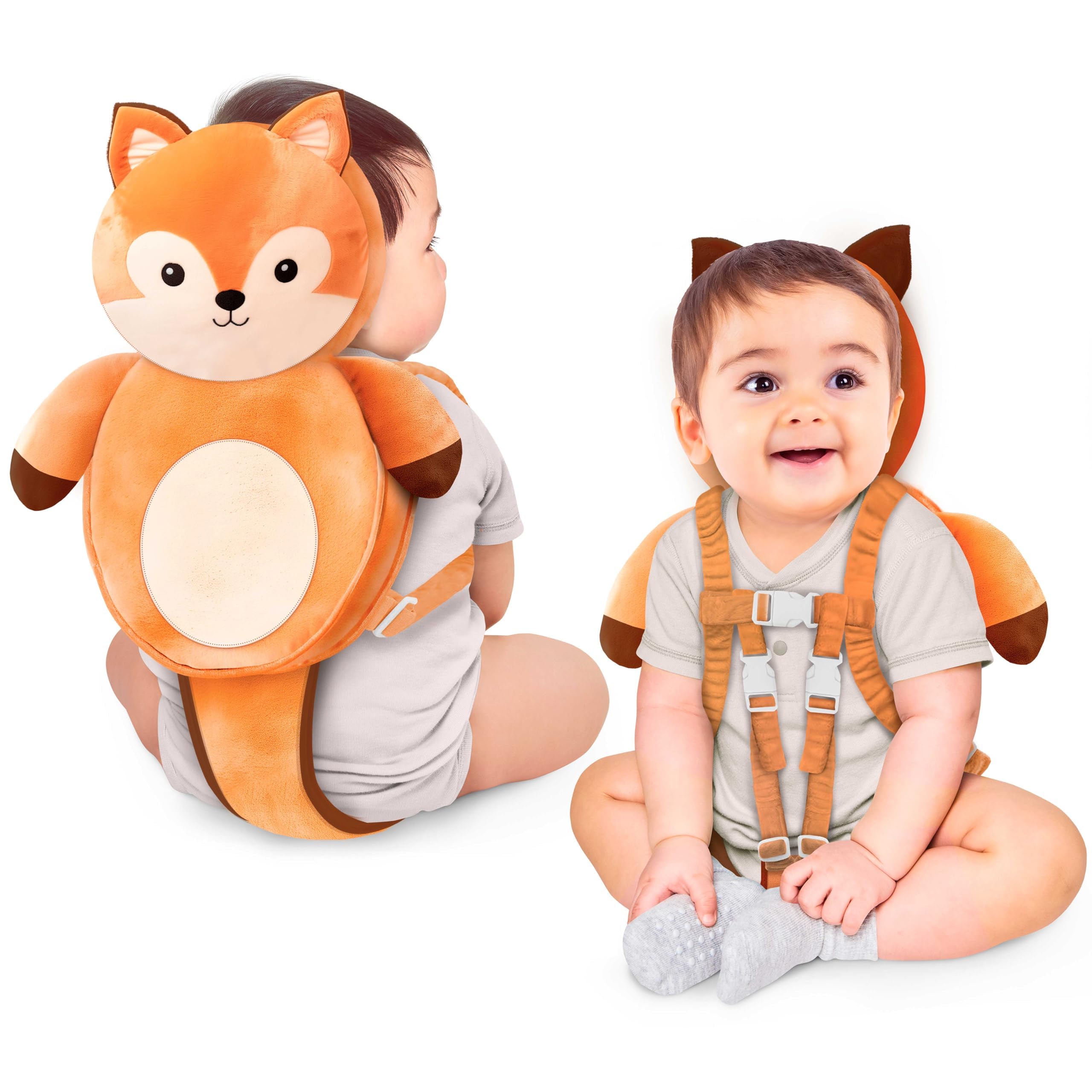 Little Family head protector backpack fox front view for extra fall protection