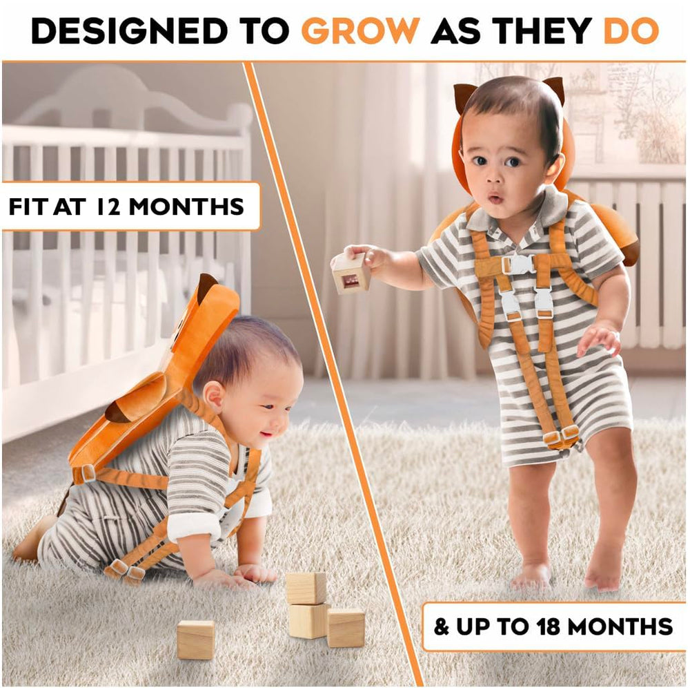 Little Family head protector backpack illustrating full head and back protection during exploration