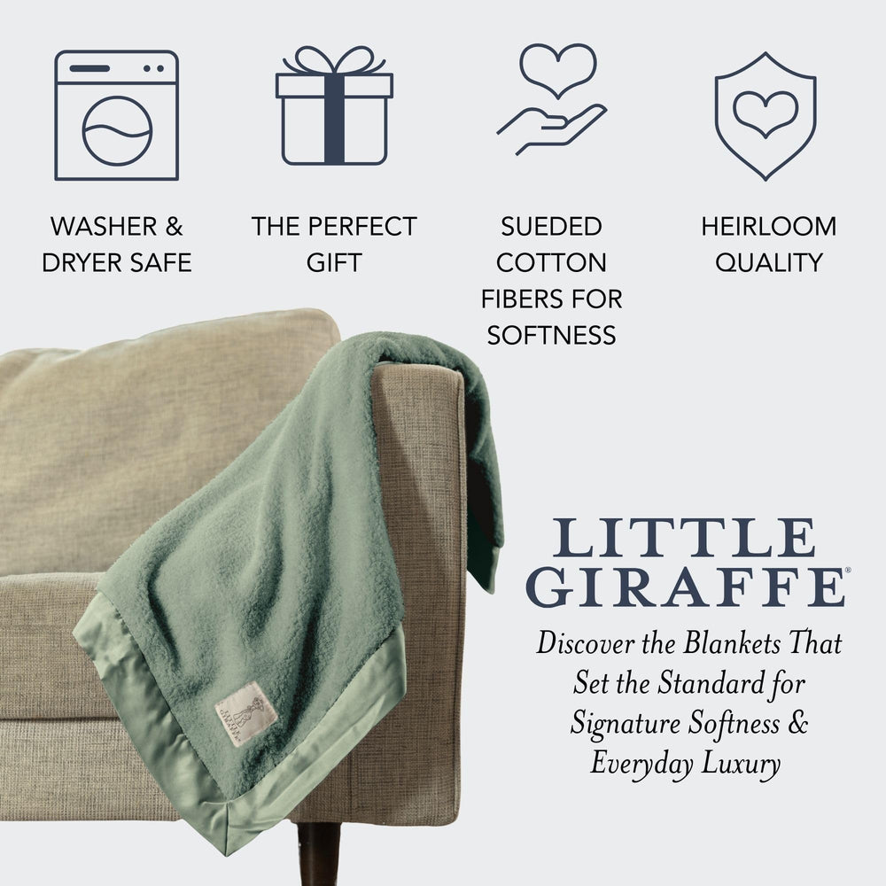 Little Giraffe chenille blanket during bedtime snuggle highlights breathable warmth.