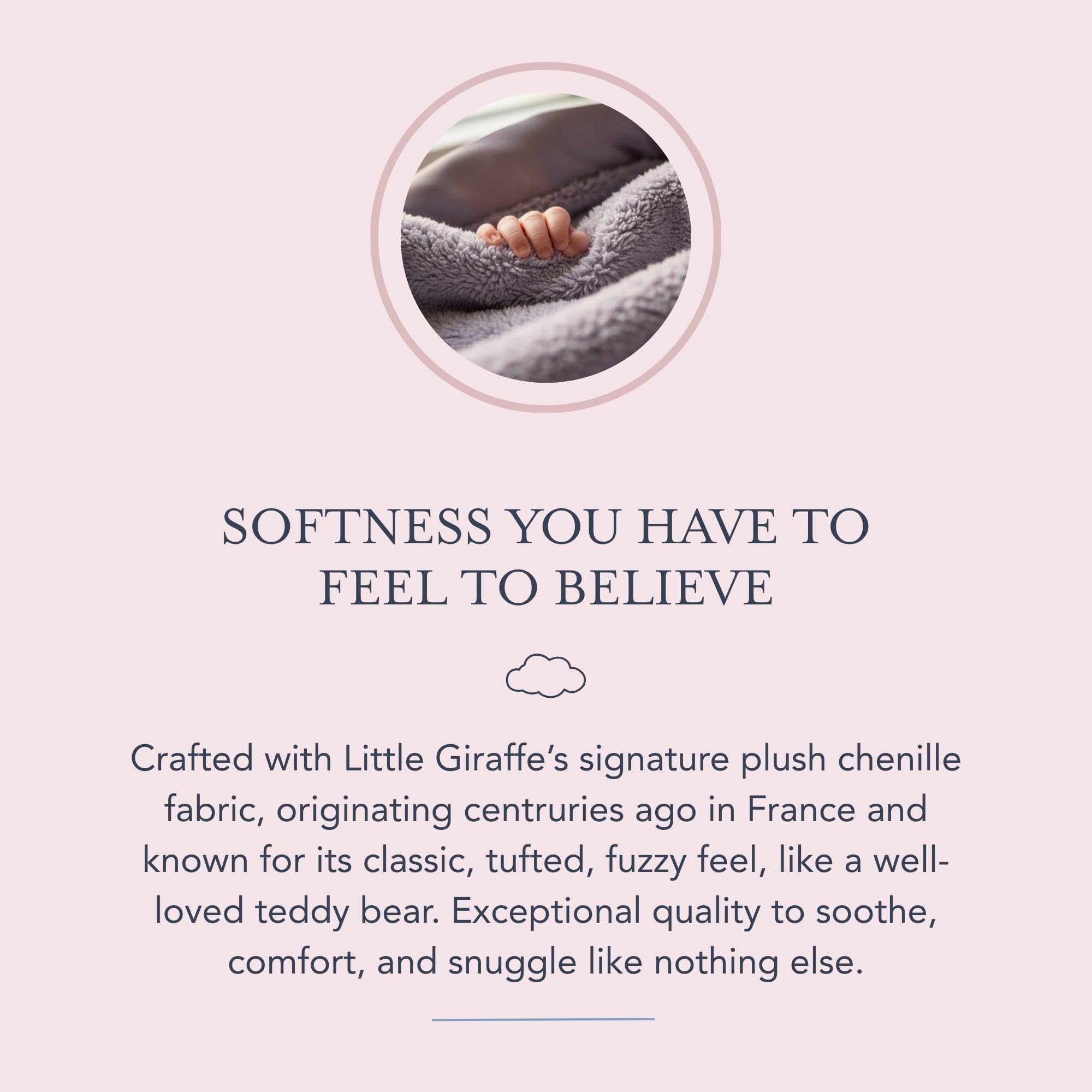 Little Giraffe Chenille blanket in nursery—gentle warmth for newborn sleep.