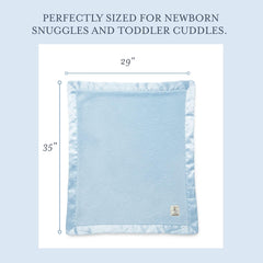 Little Giraffe chenille blanket blue nap time highlights soft texture for peaceful daytime sleeps.