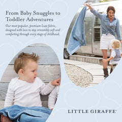 Little Giraffe Luxe blanket on stroller for on-the-go comfort