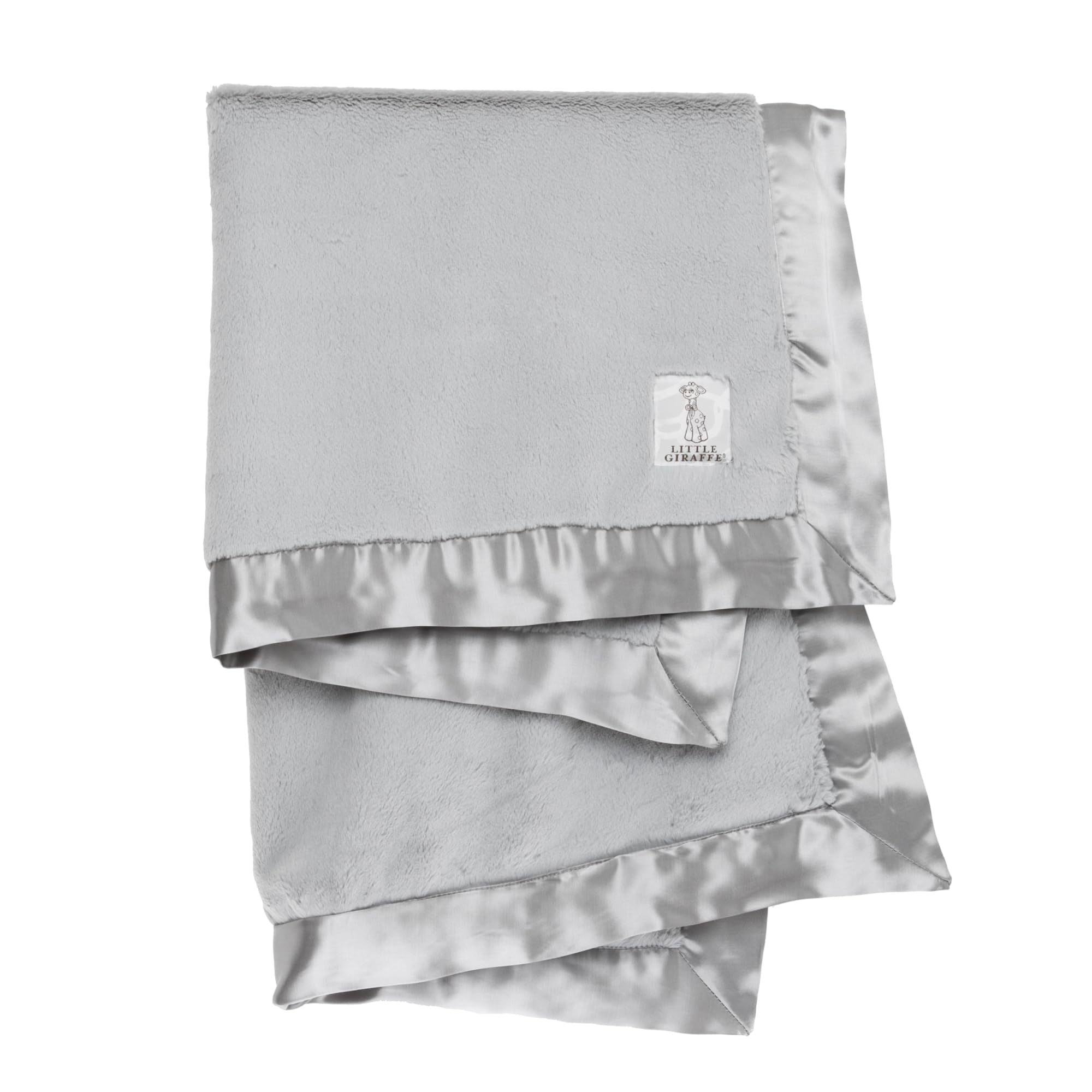 Little Giraffe Luxe soft blanket with satin trim delivers cozy warmth and soothing comfort during baby snuggles.