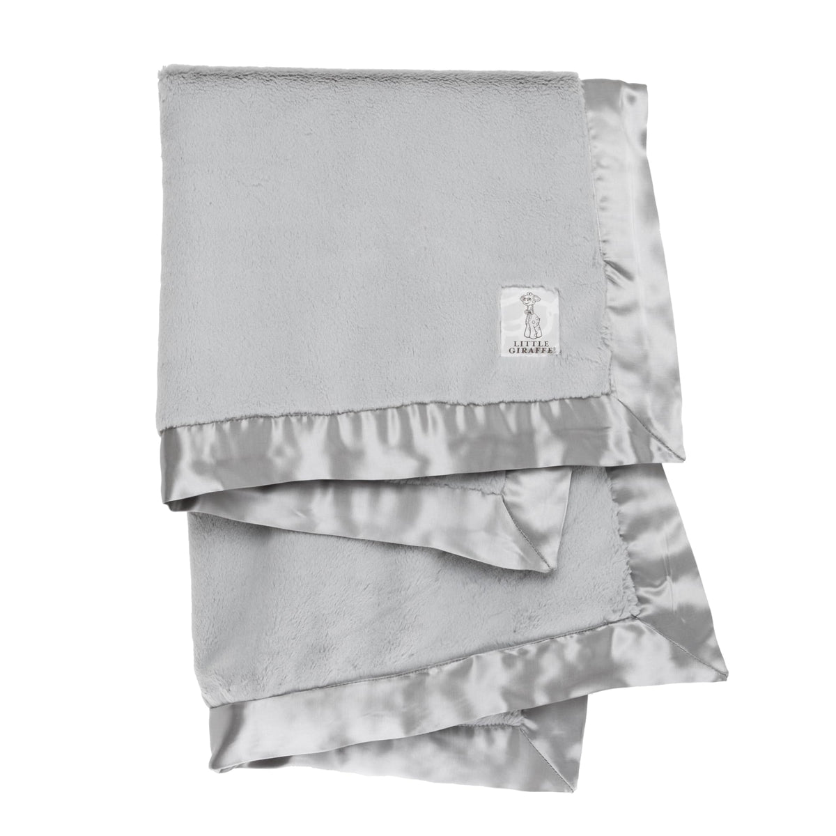 Little Giraffe Luxe soft blanket with satin trim delivers cozy warmth and soothing comfort during baby snuggles.