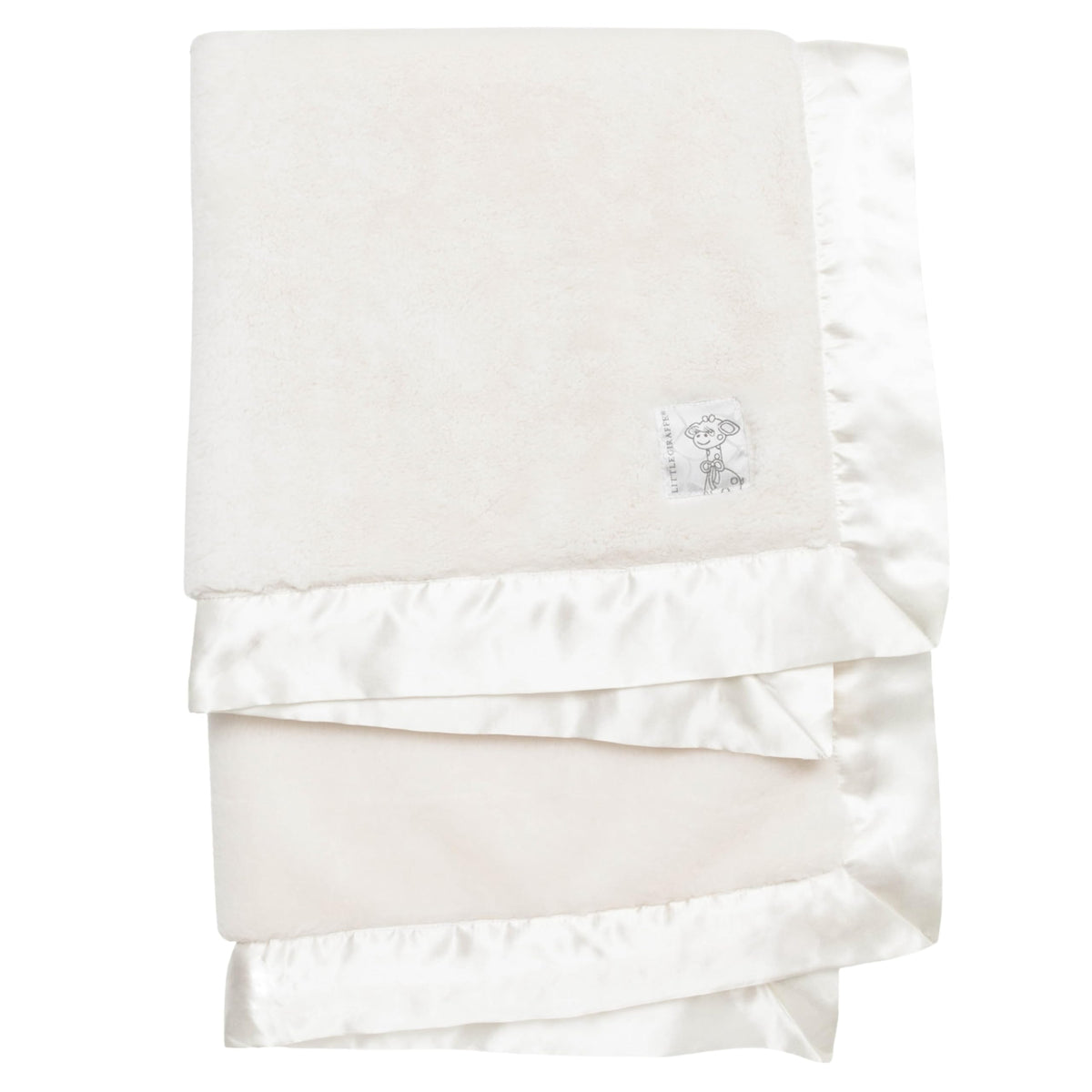 Little Giraffe Posh Mink fabric swatch shows ultra-soft plush for newborn comfort.