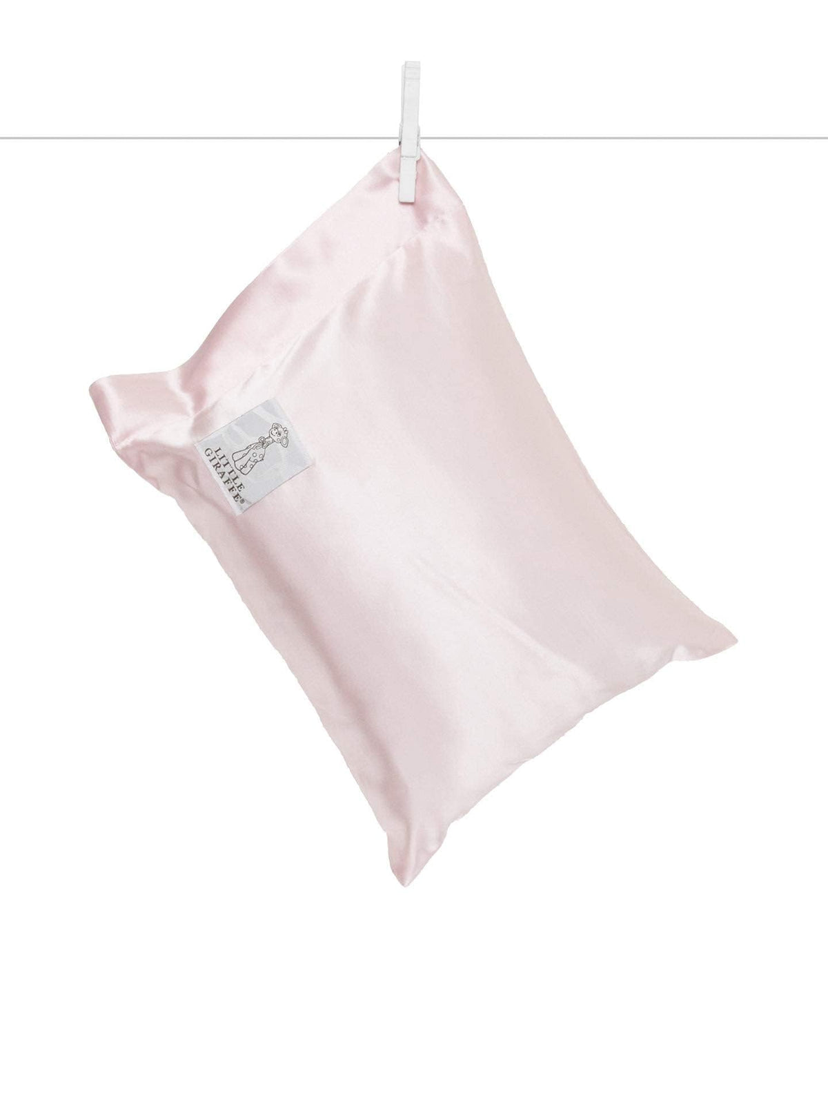 Little Giraffe Satin Decor Pillow closeup reveals feather yarn knit for ultra-soft comfort.