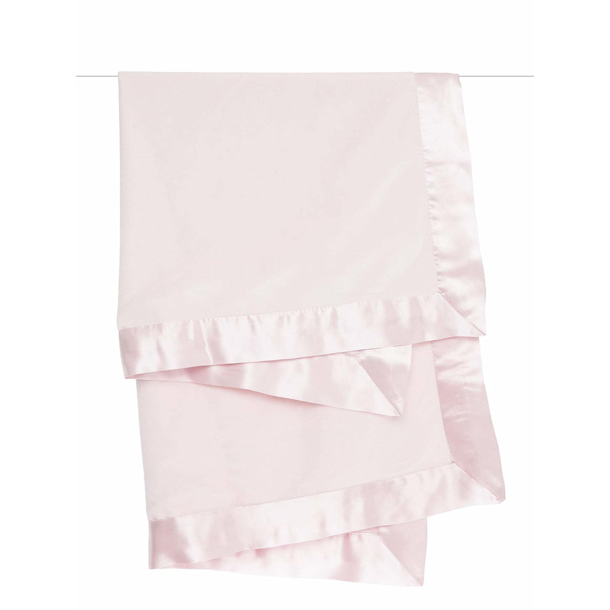Little Giraffe velvet baby blanket pink front view with satin trim for cozy warmth.