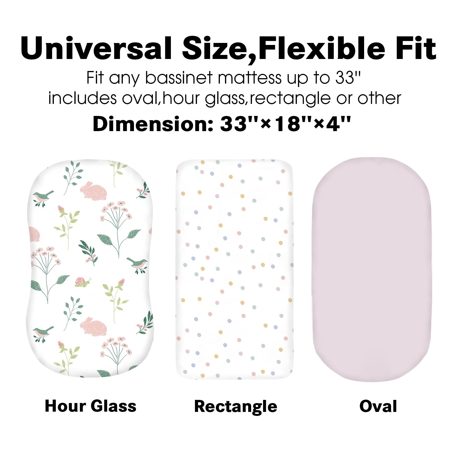 Little Grape Land bassinet sheets fit oval rectangle hourglass mattresses up to 33x18