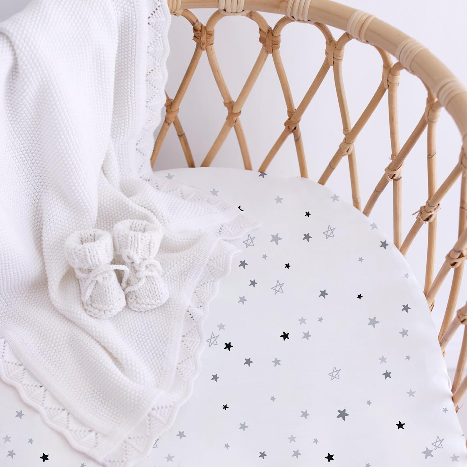 Little Grape Land neutral colors in nursery scene match any decor.