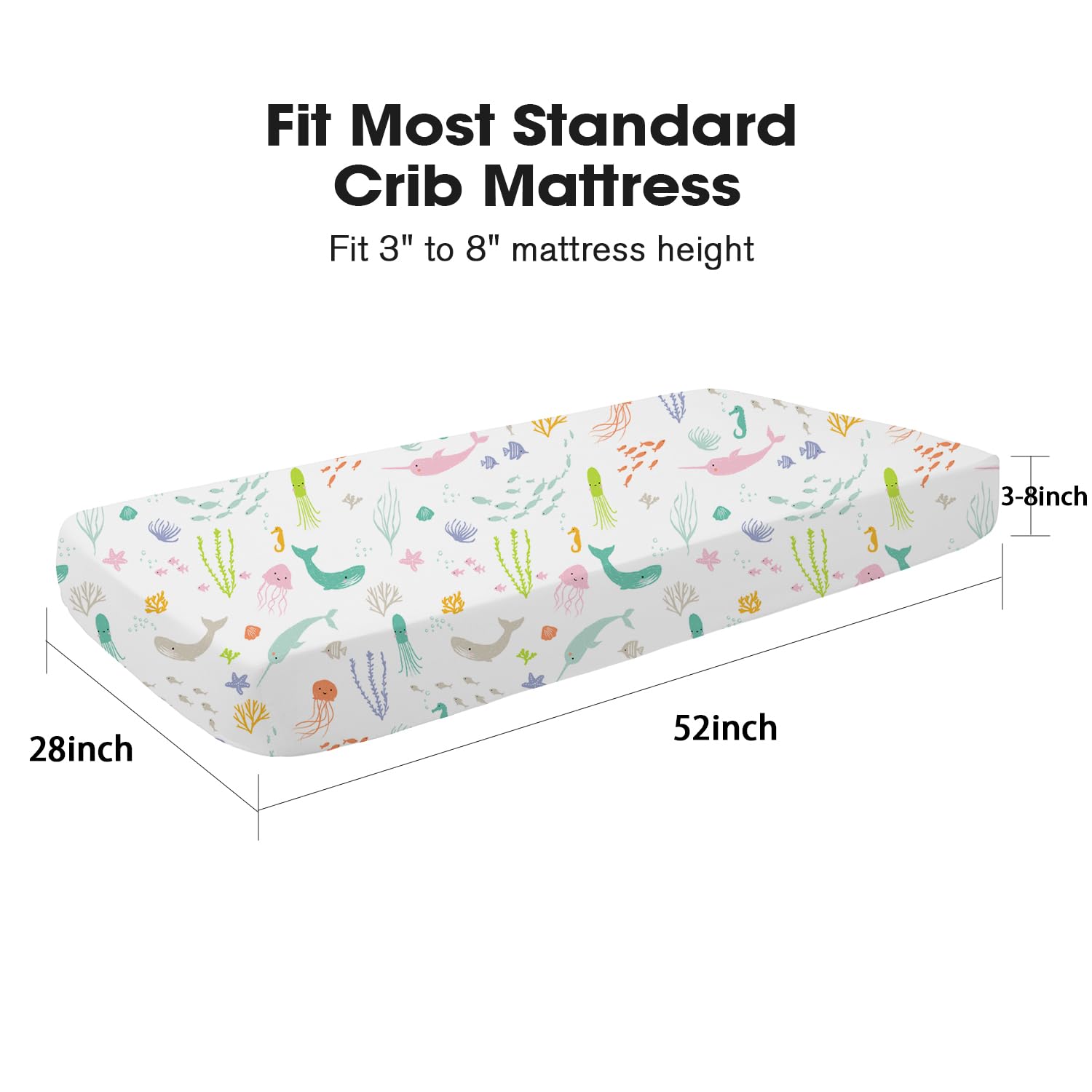 Little Grape Land pastel ocean crib sheet with baby blankets, neutral design coordinates nicely.