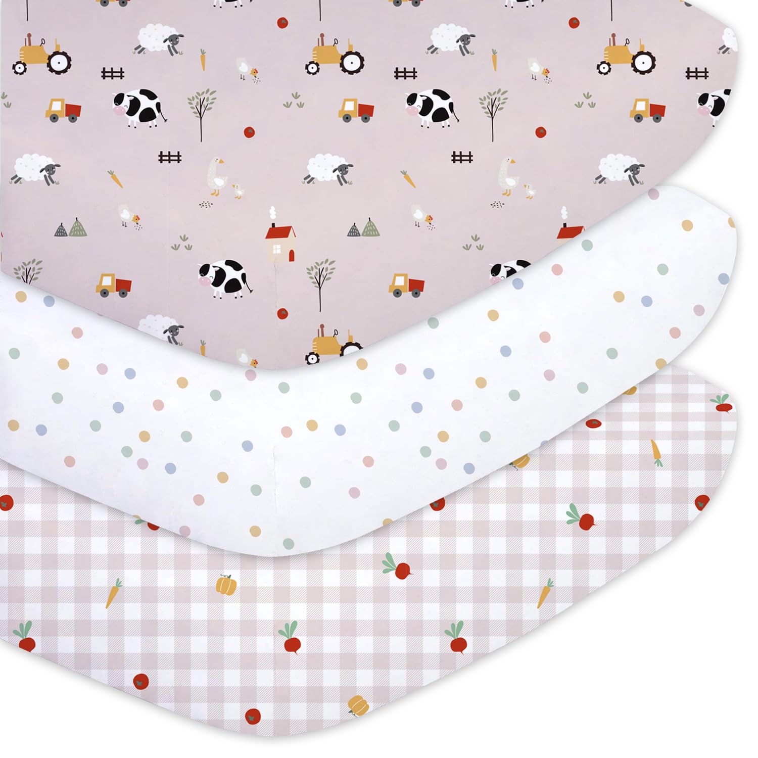 Little Grape Land crib sheets 3-pack closeup of soft fabric for cozy sleep