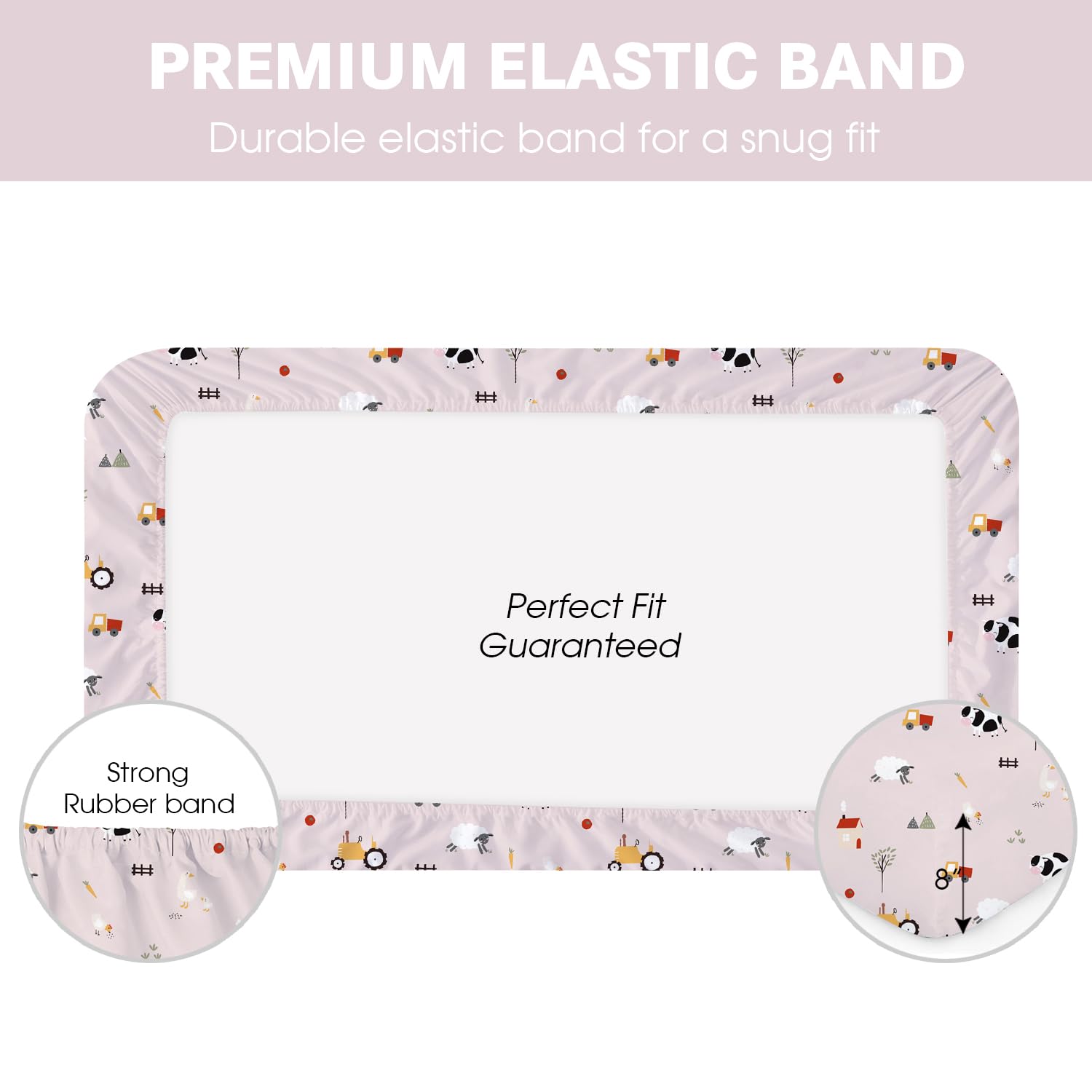 Little Grape Land 8-pocket 360-elastic design keeps sheets snug and smooth