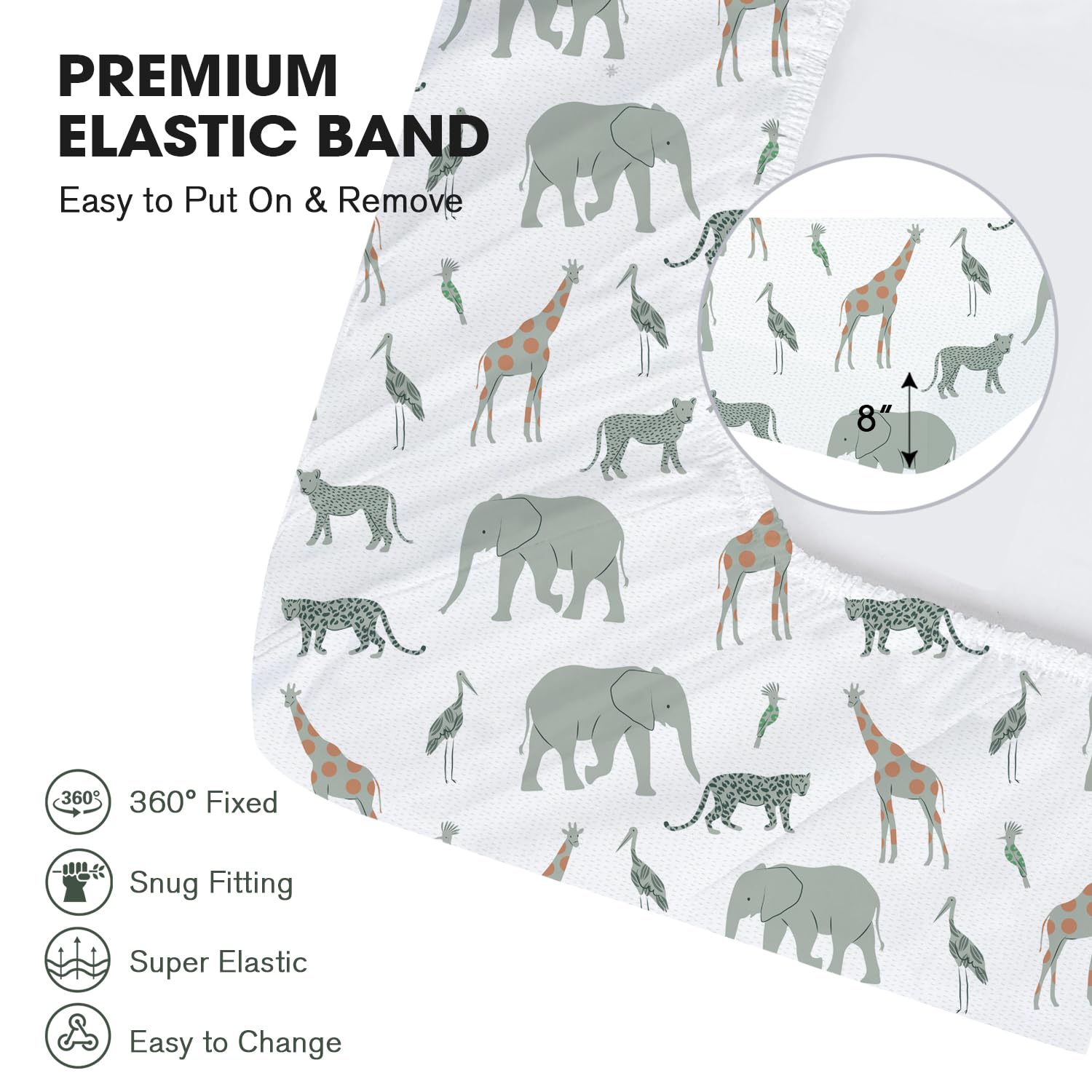 Little Grape Land elastic-edge—snug bottom edge for secure mattress fit.
