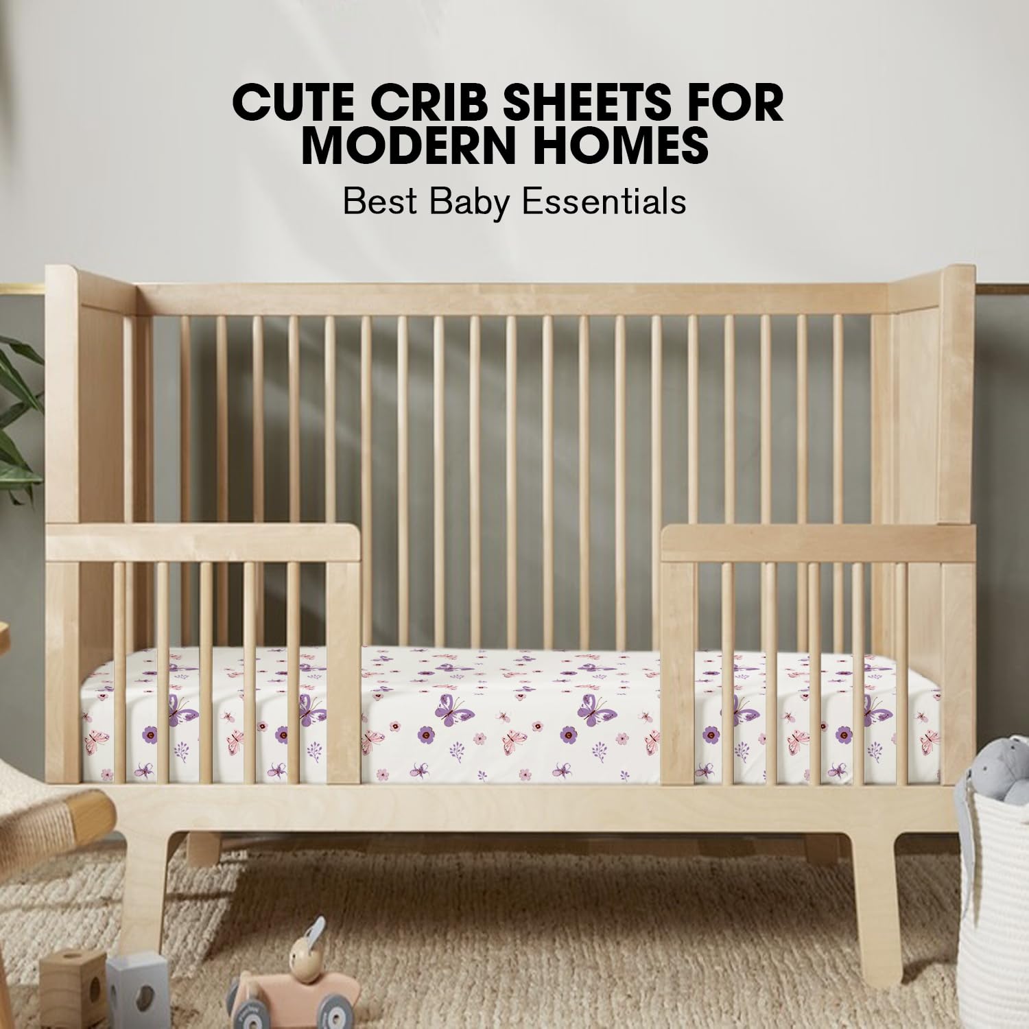Little Grape Land crib sheets girl 4-pack colorway-green-neutral supports versatile nursery matching