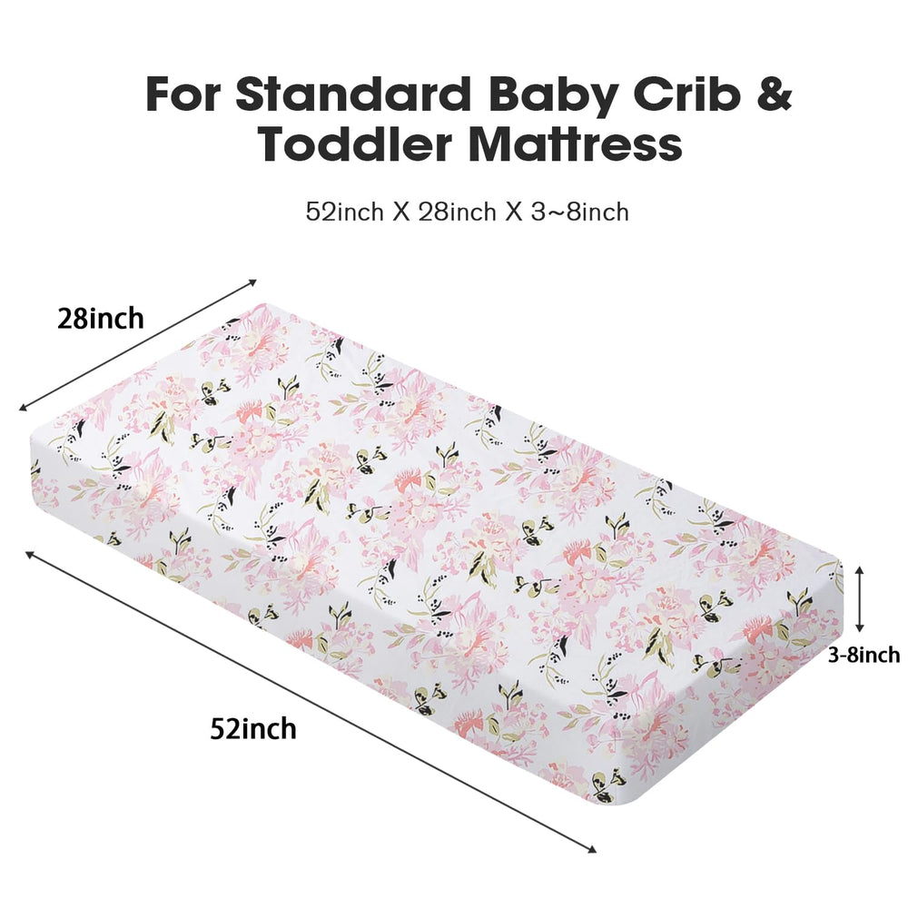Little Grape Land crib sheets girl 4-pack pattern-leaves-cactus highlights soothing nature-inspired nursery vibe