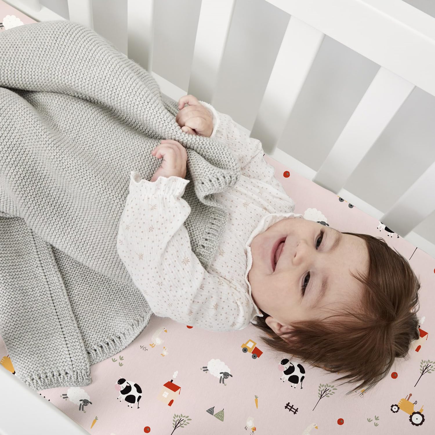 Little Grape Land pink sheep design adds cheerful nursery decor and practicality