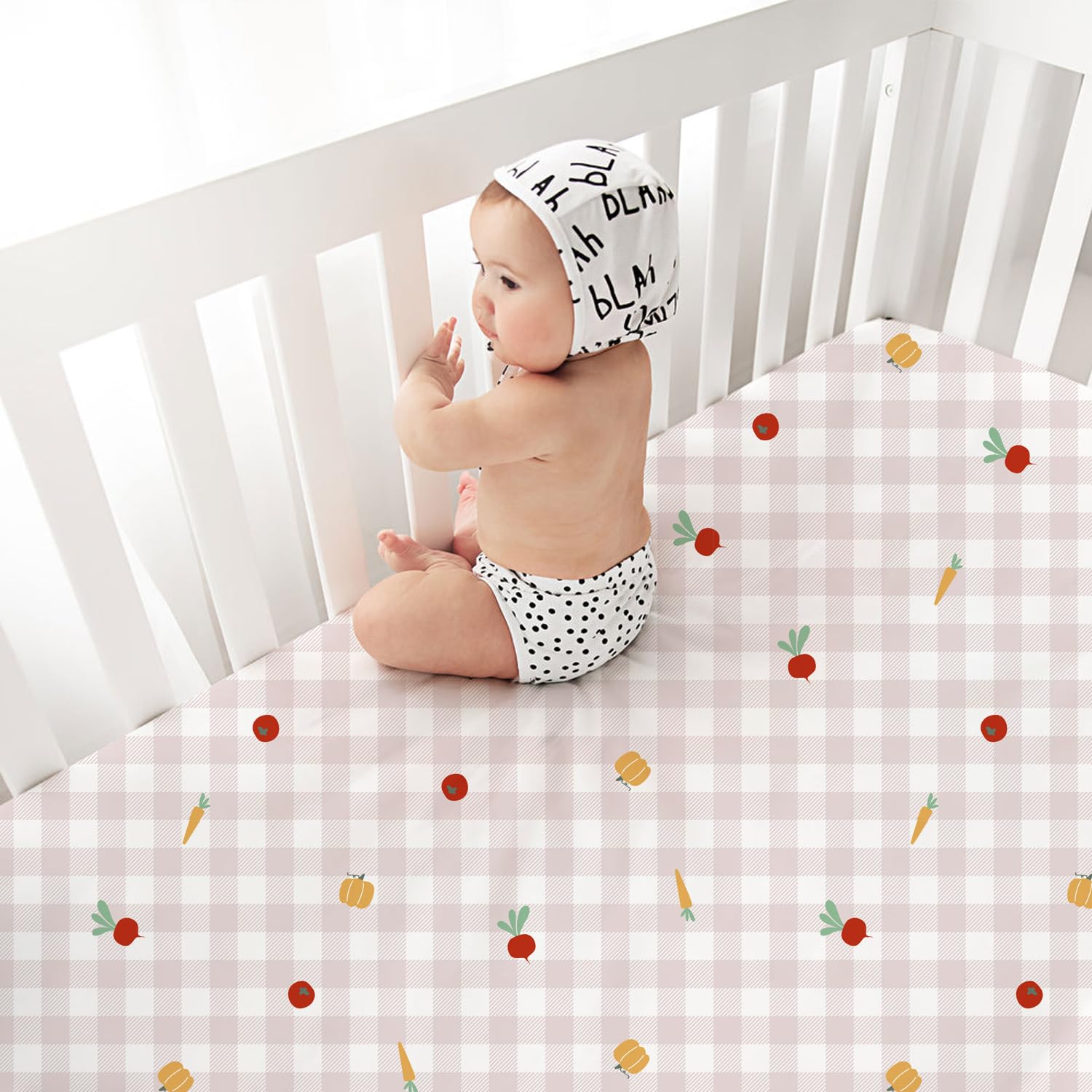 Little Grape Land pink sheep pattern sheets brighten nursery with gentle comfort