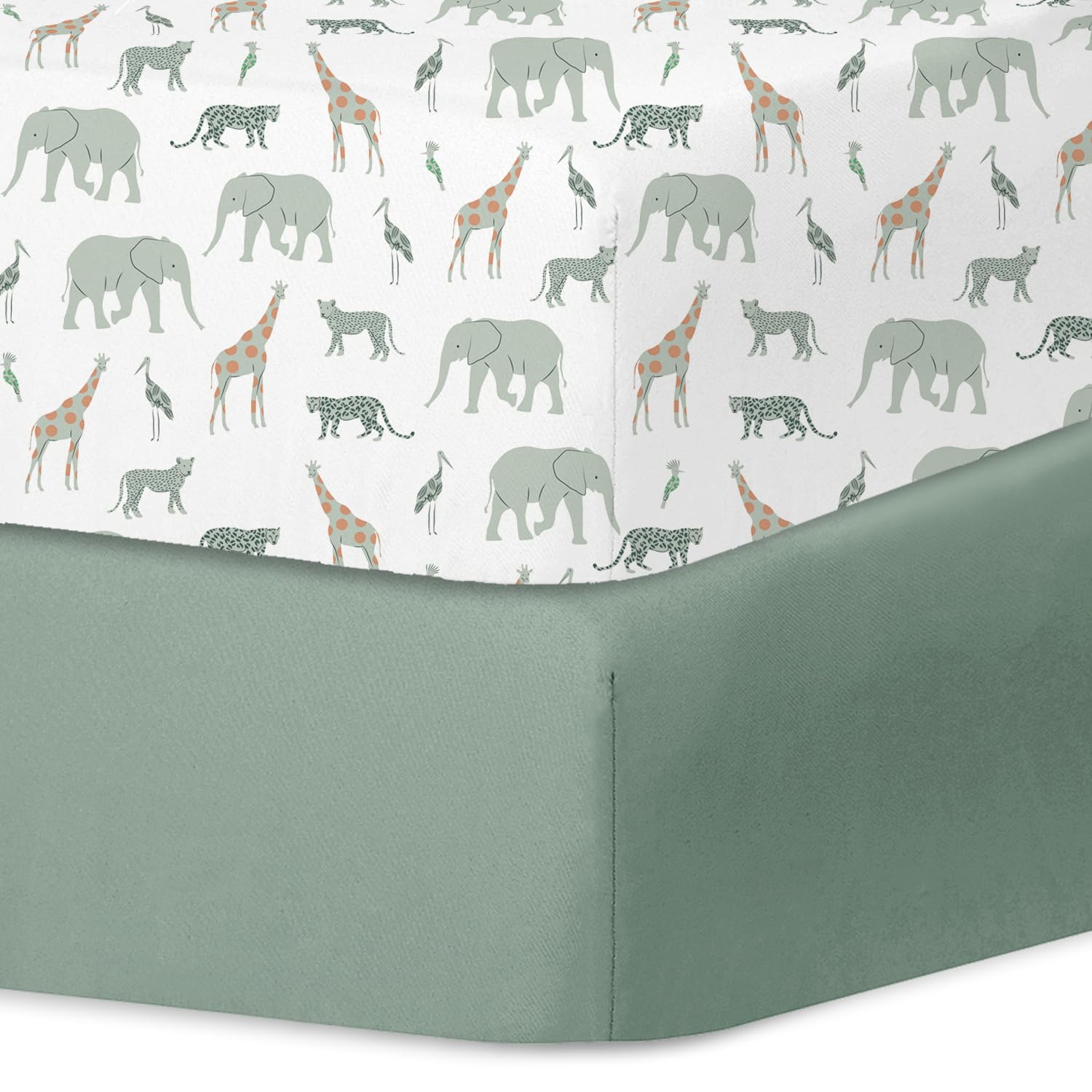 Little Grape Land crib sheets printed safari—soft microfiber for gentle baby comfort.