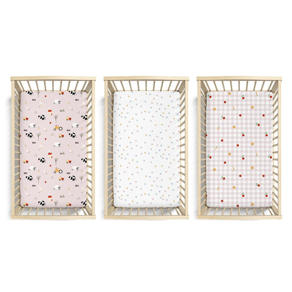 Little Grape Land standard crib 28x52 sheets fit securely on standard mattresses