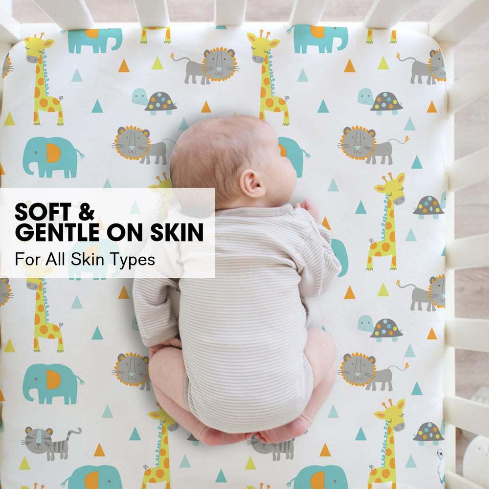 Little Grape Land stretch-fit crib sheets—easily slips on and stays snug on standard crib mattresses