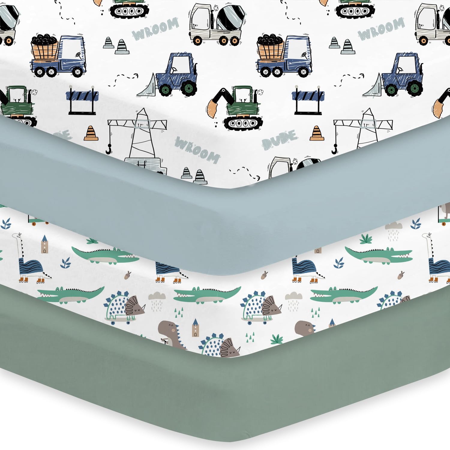 Little Grape Land crib sheets with truck pattern offer cozy sleep and easy care.