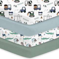 Little Grape Land crib sheets with truck pattern offer cozy sleep and easy care.