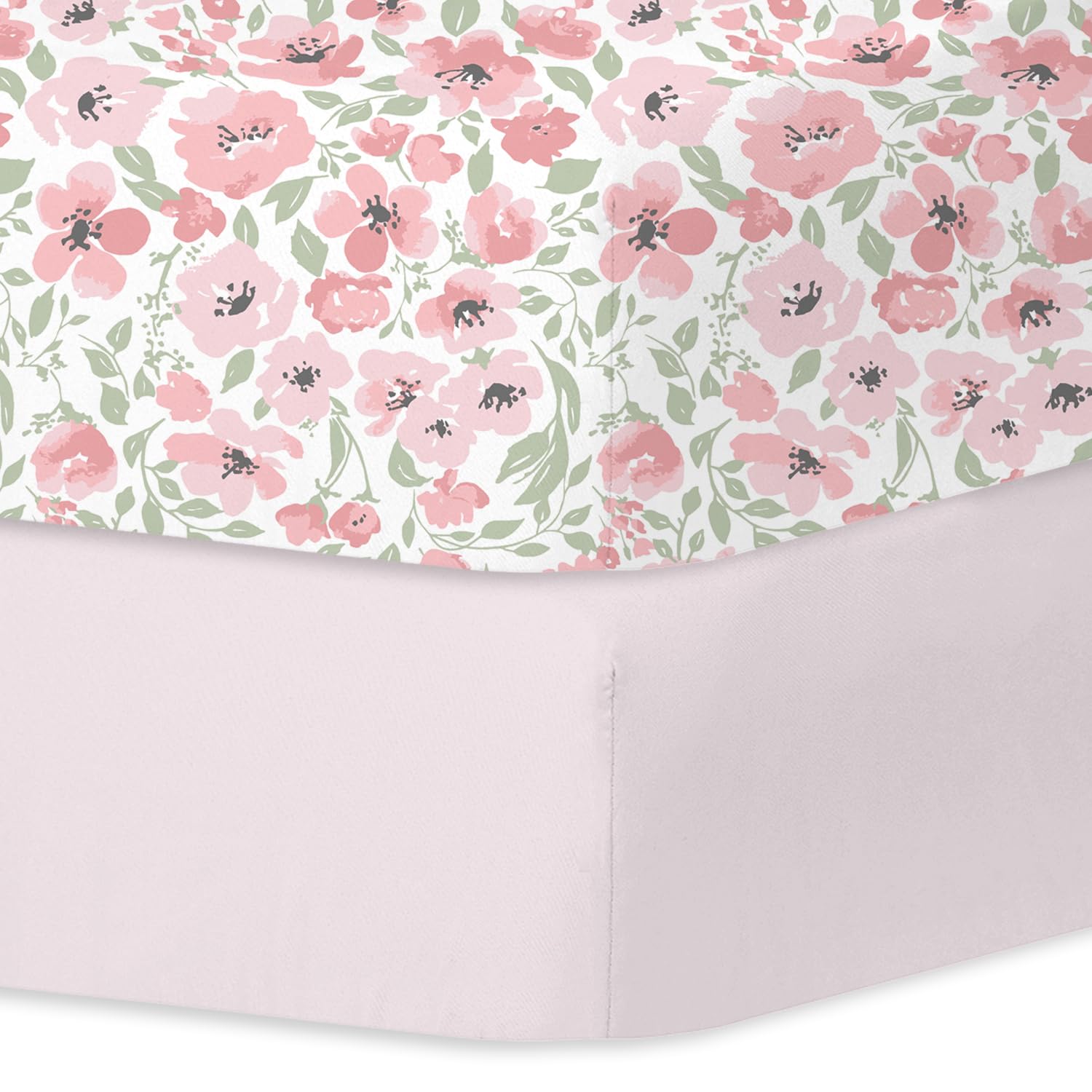 Little Grape Land Daliah crib sheets folded show ultra-soft microfiber for cozy baby sleep.