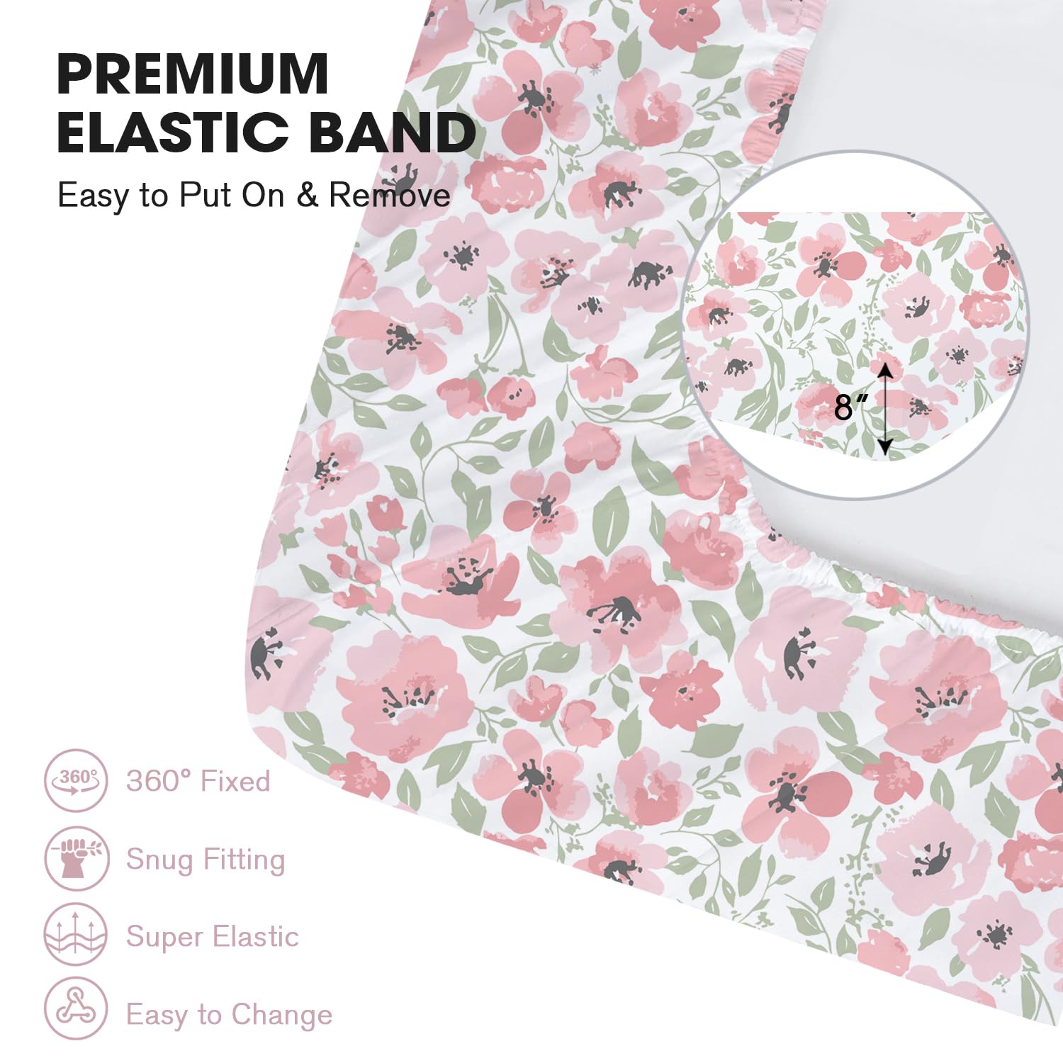 Little Grape Land Daliah printed and solid matching sheets create versatile nursery styling.
