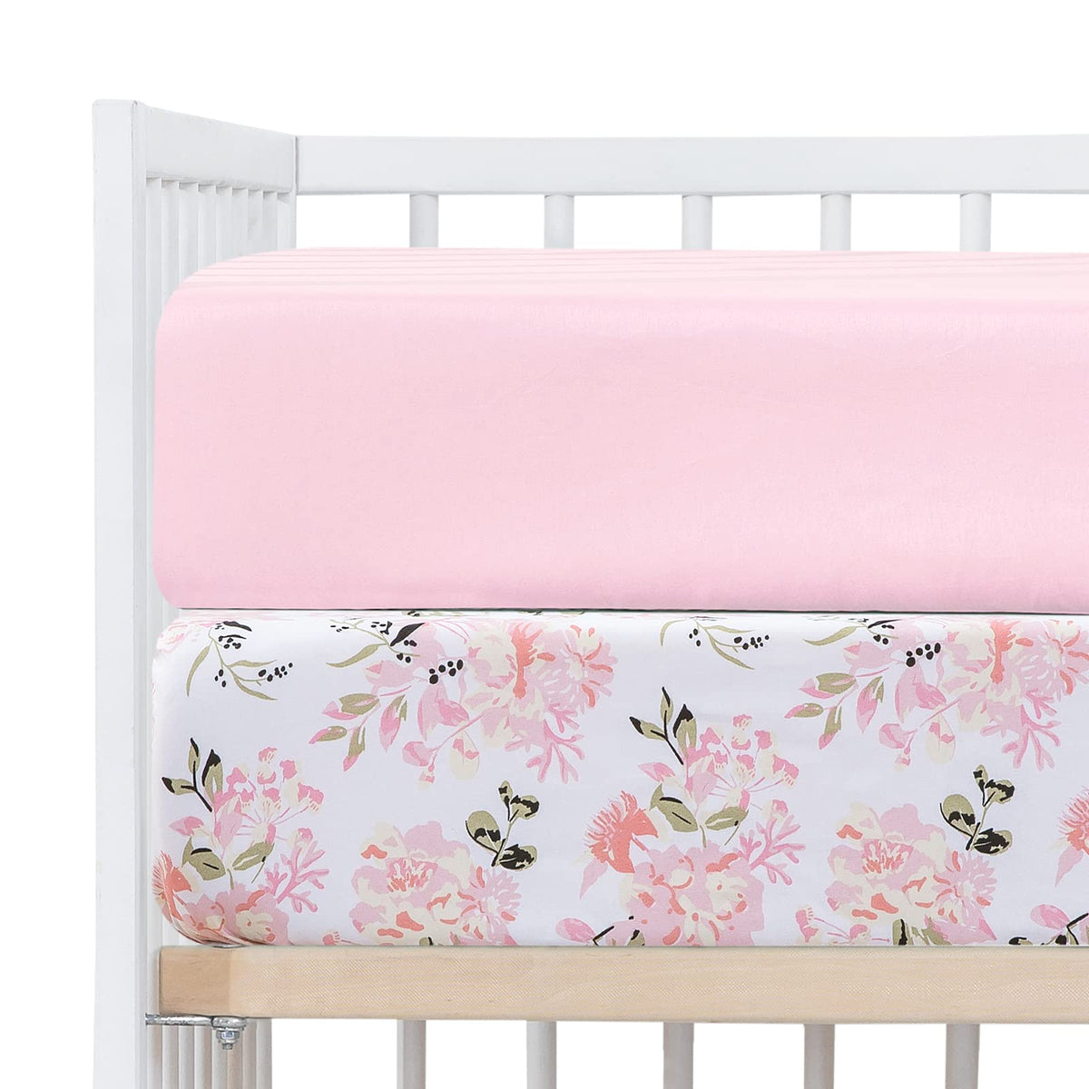 Little Grape Land floral crib sheet with rose pattern, cozy fit for gentle sleep.