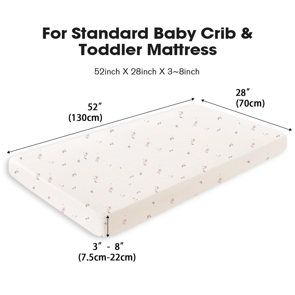 Little Grape Land muslin crib sheets 2-pack display for convenient use