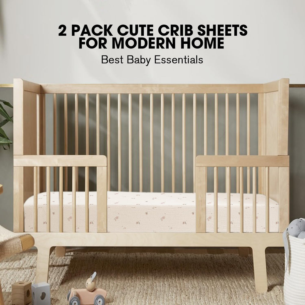 Little Grape Land muslin crib sheets in baby room setup for calm environment