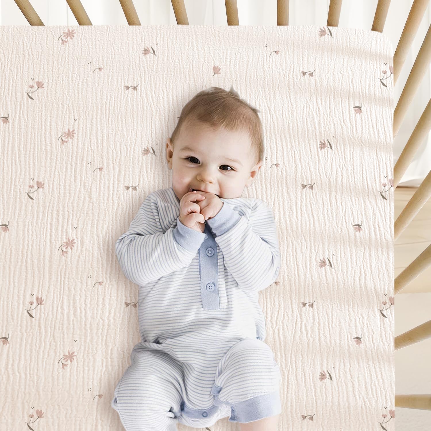 Little Grape Land muslin crib sheets footside elastic-band secures fit