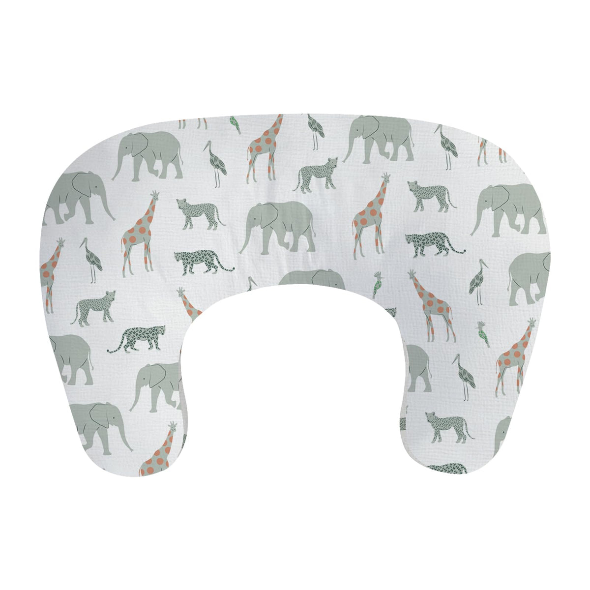 Little Grape Land muslin nursing pillow close-up showing soft cotton for gentle feeding support.