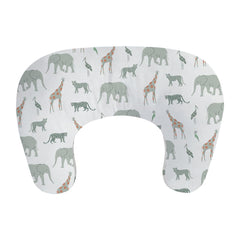 Little Grape Land muslin nursing pillow close-up showing soft cotton for gentle feeding support.