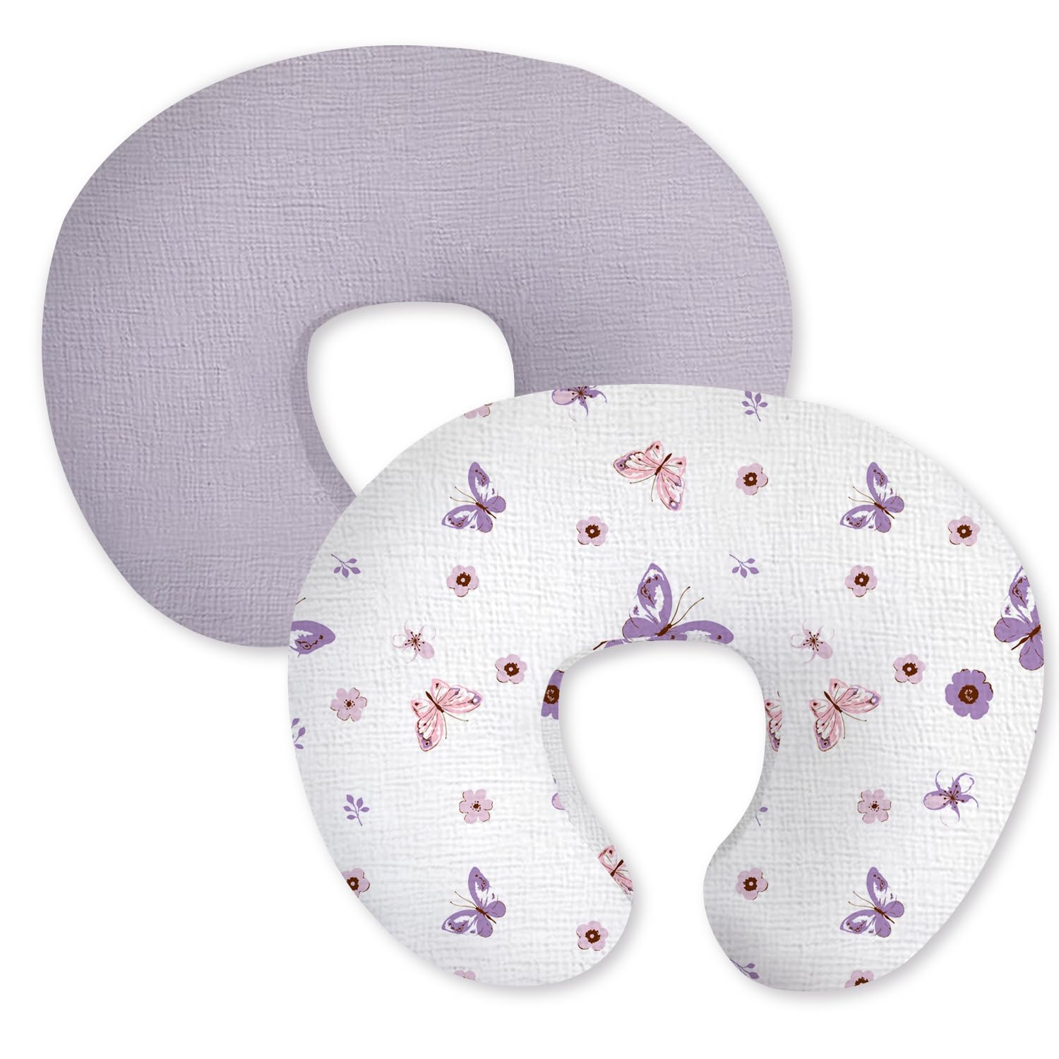 Little Grape Land muslin nursing pillow cover with butterflies print adds playful nursery style.