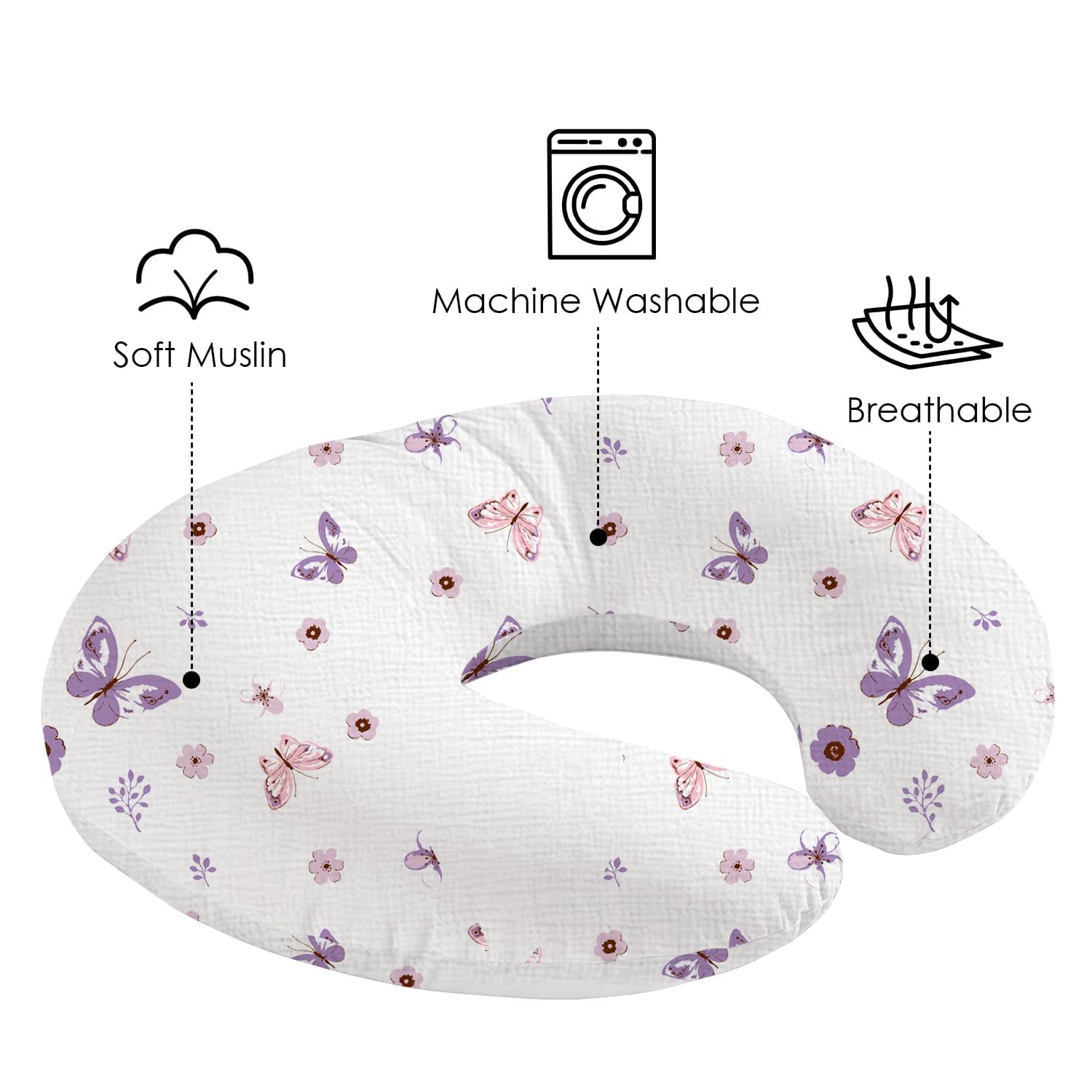 Little Grape Land muslin texture close-up shows breathable cotton and gentle touch.