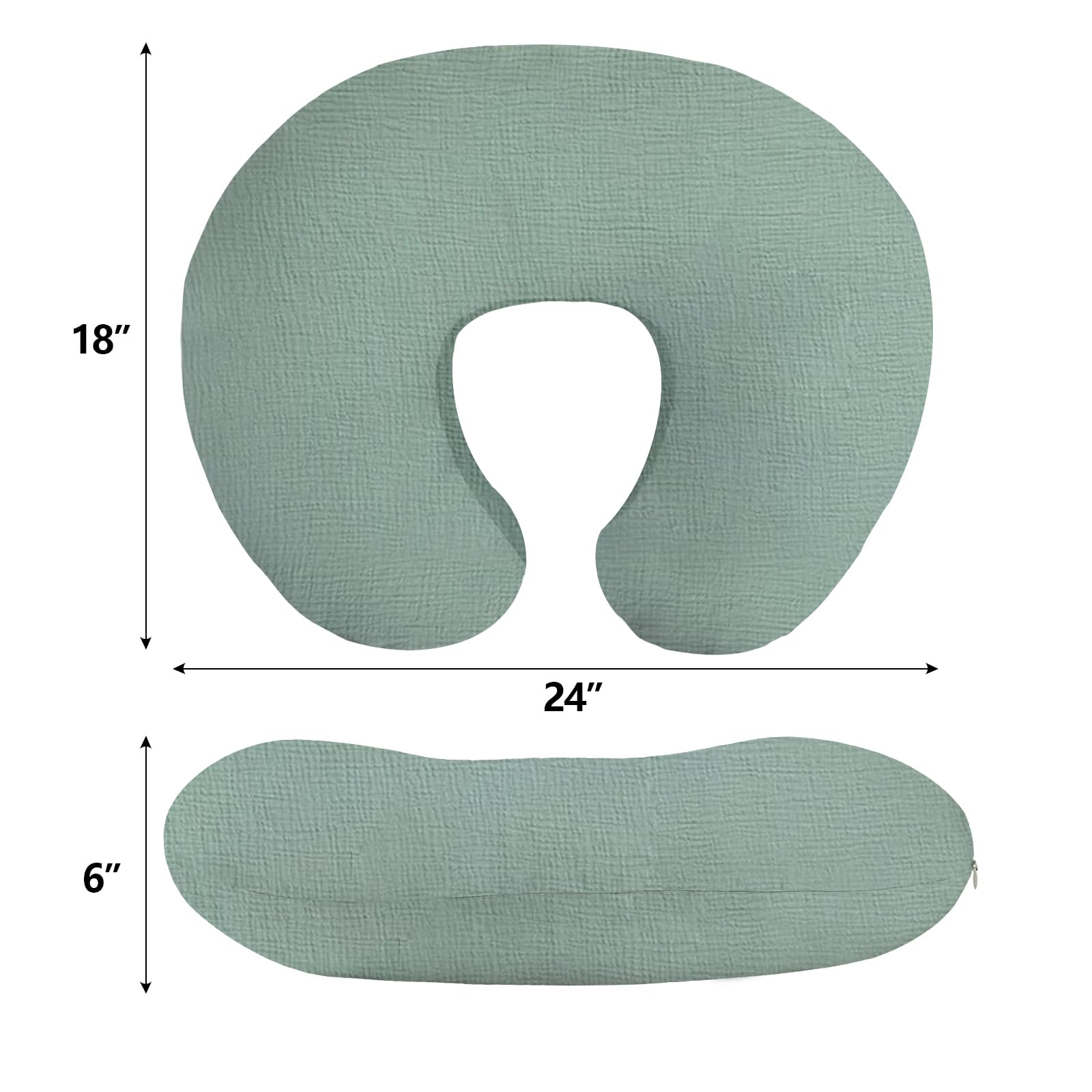 Little Grape Land muslin nursing pillow cover green solid for year-round comfort