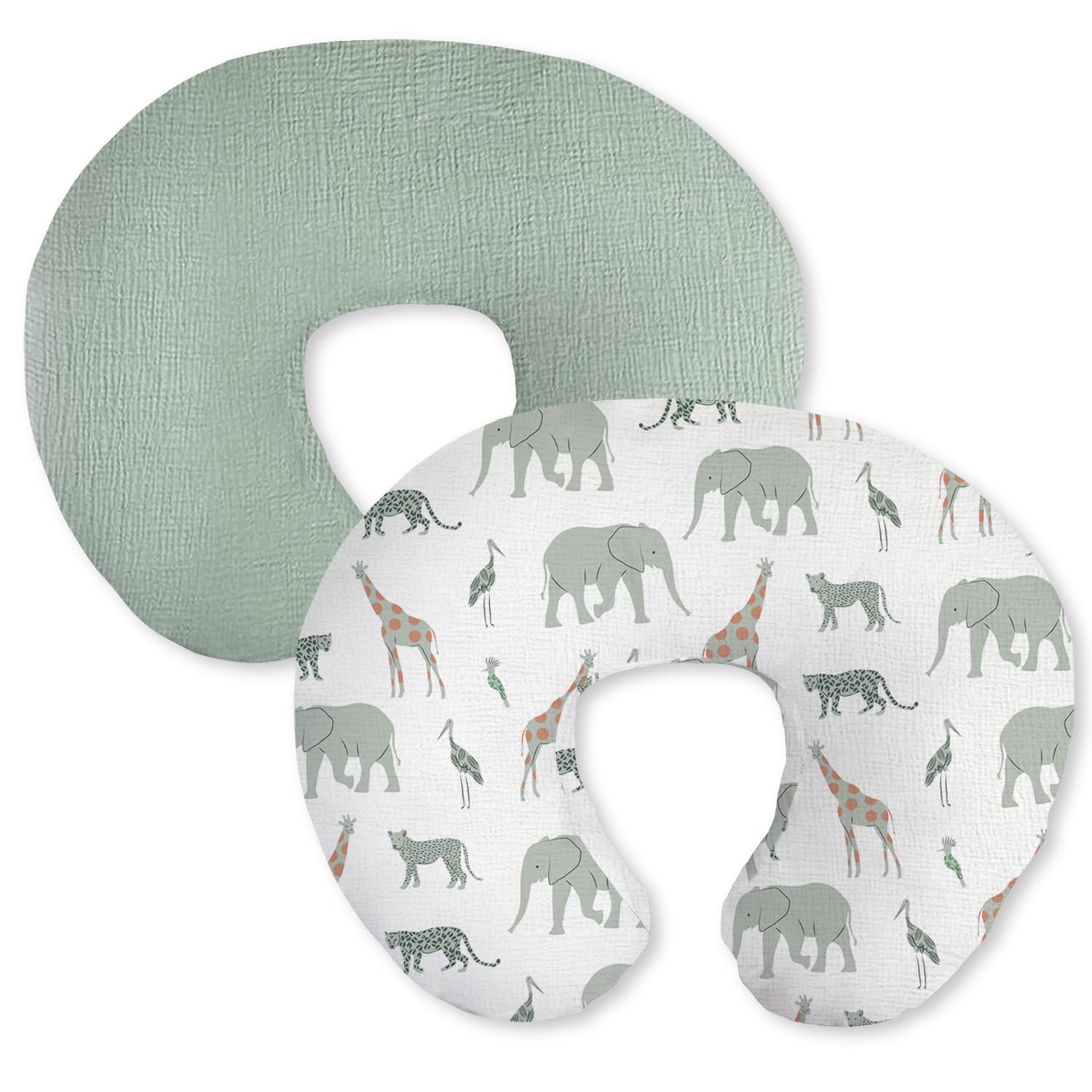 Little Grape Land muslin nursing pillow cover in Safari print for baby-soft comfort