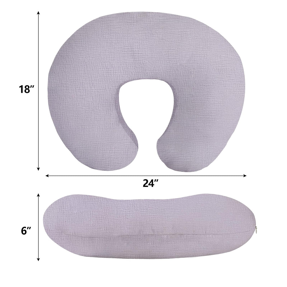 Little Grape Land muslin nursing pillow cover in solid purple delivers soft, breathable comfort.