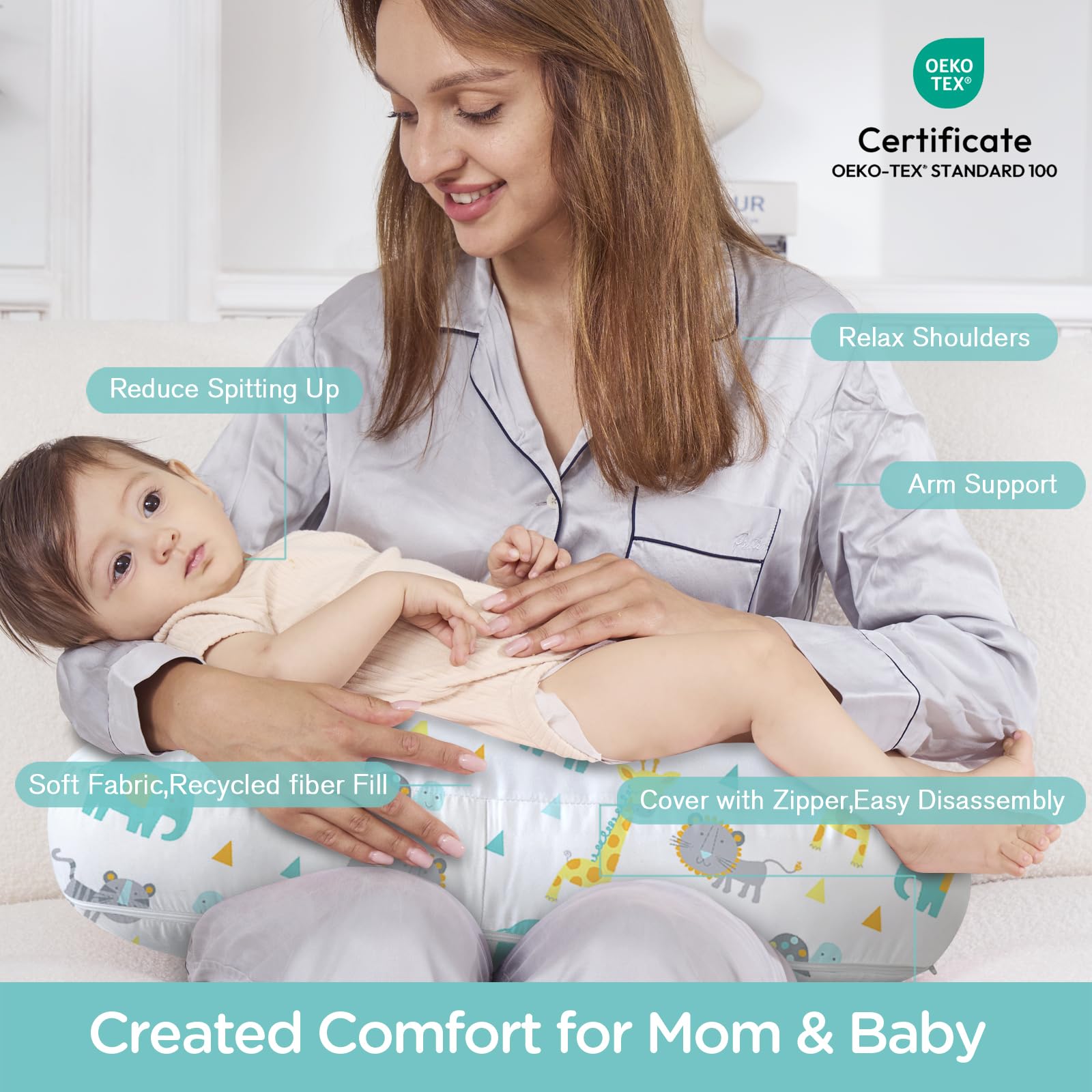 Little Grape Land nursing pillow baby-feeding position shows higher loft for closer contact