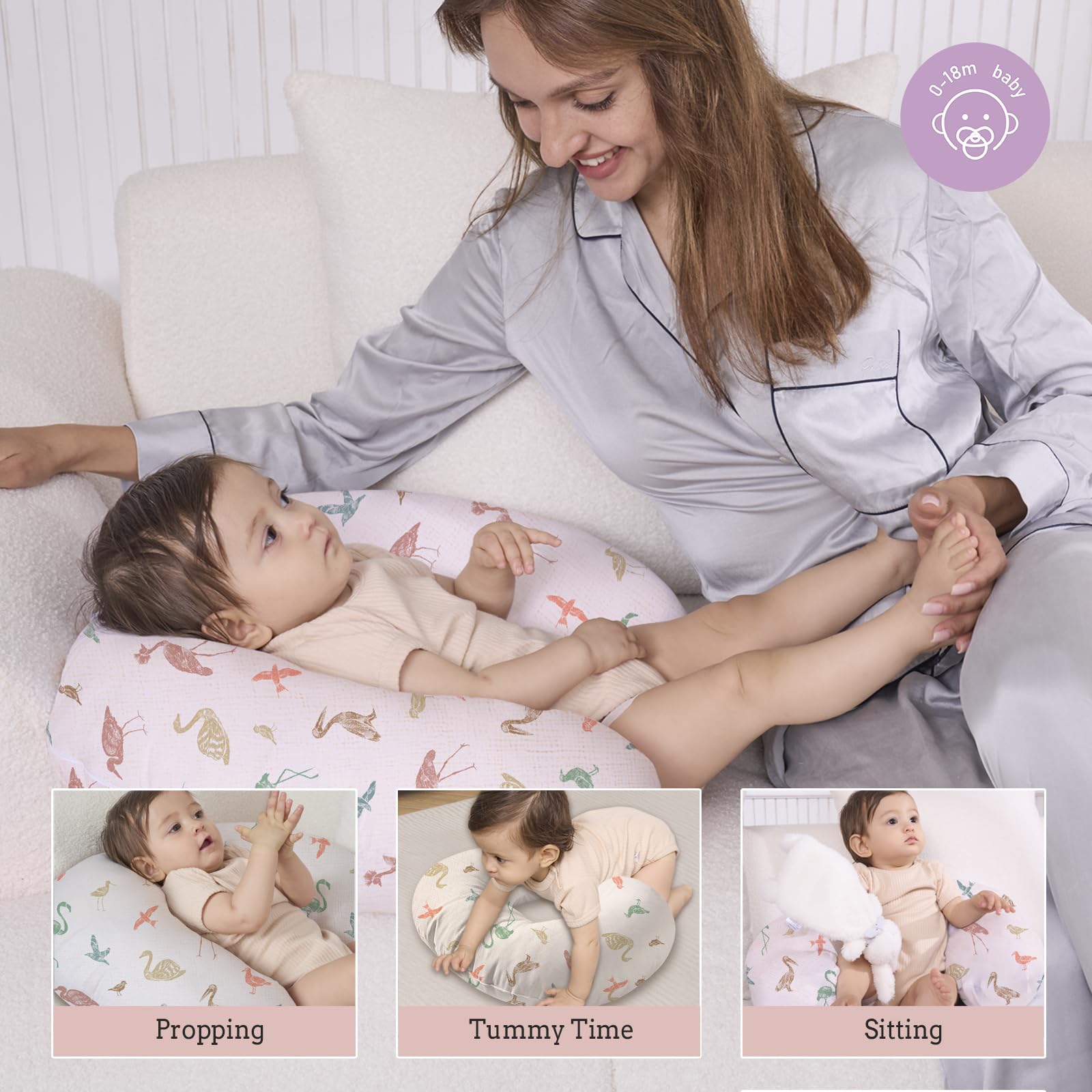 Little Grape Land nursing pillow baby-friendly setup during breastfeeding creates cozy moments