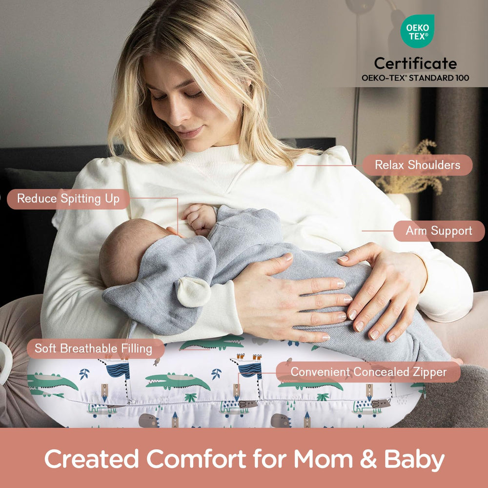Little Grape Land nursing pillow for baby propping shows gentle support during early sitting
