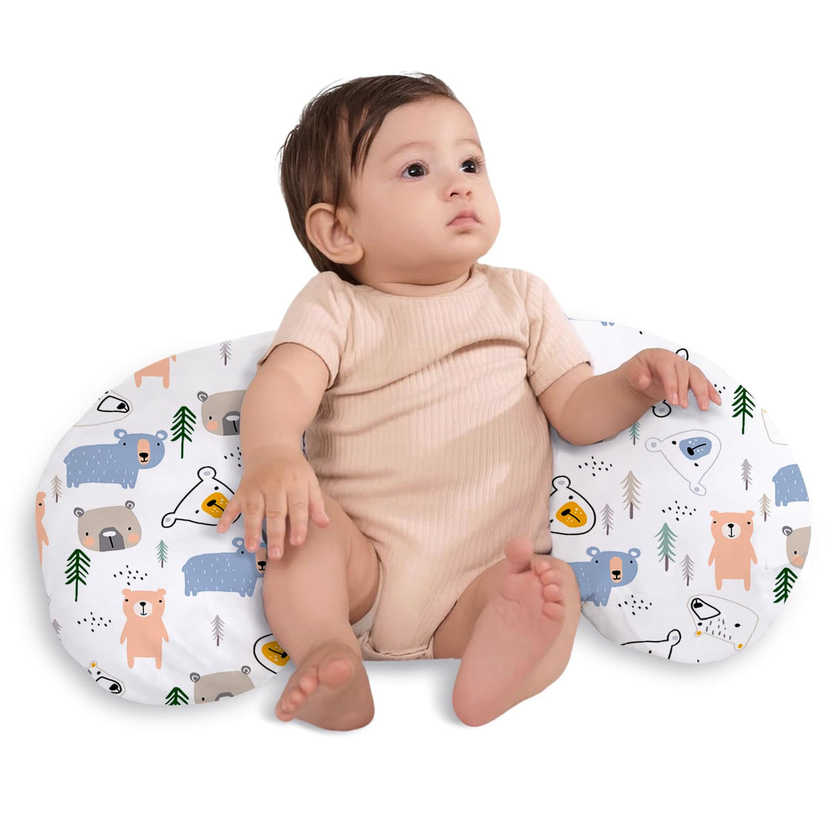 Little Grape Land nursing pillow bear cover shows soft, breathable fabric for comfortable feeding.