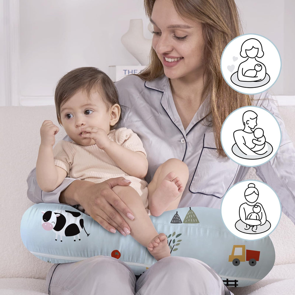 Little Grape Land nursing pillow Blue Ranch cover pattern with easy-clean design