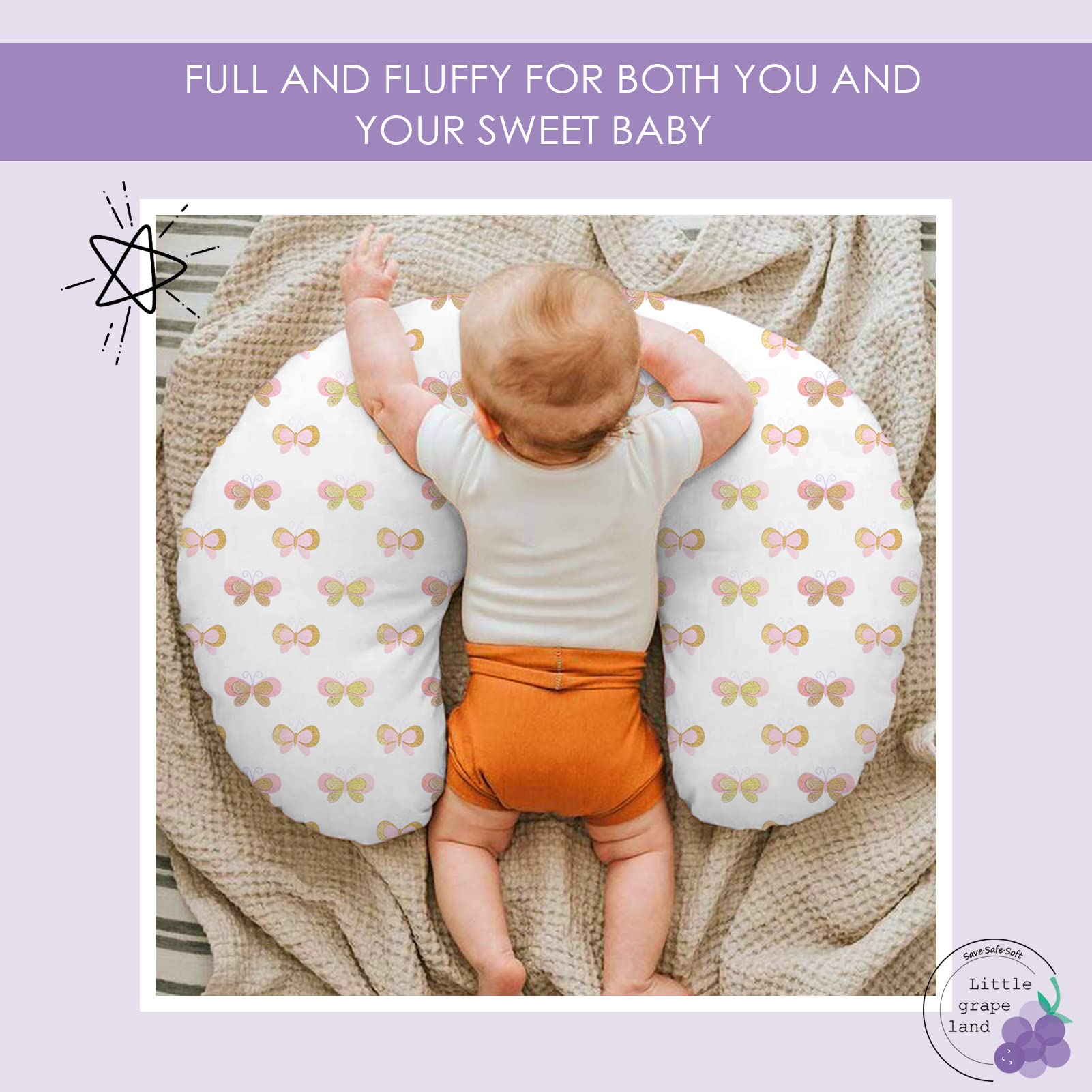 Little Grape Land nursing pillow breathable filling keeps baby comfortable